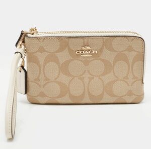 Coach Beige Signature Wristlet
